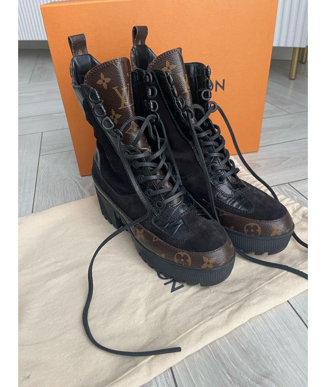 LOUIS VUITTON Черные кожаные ботинки, фото 2