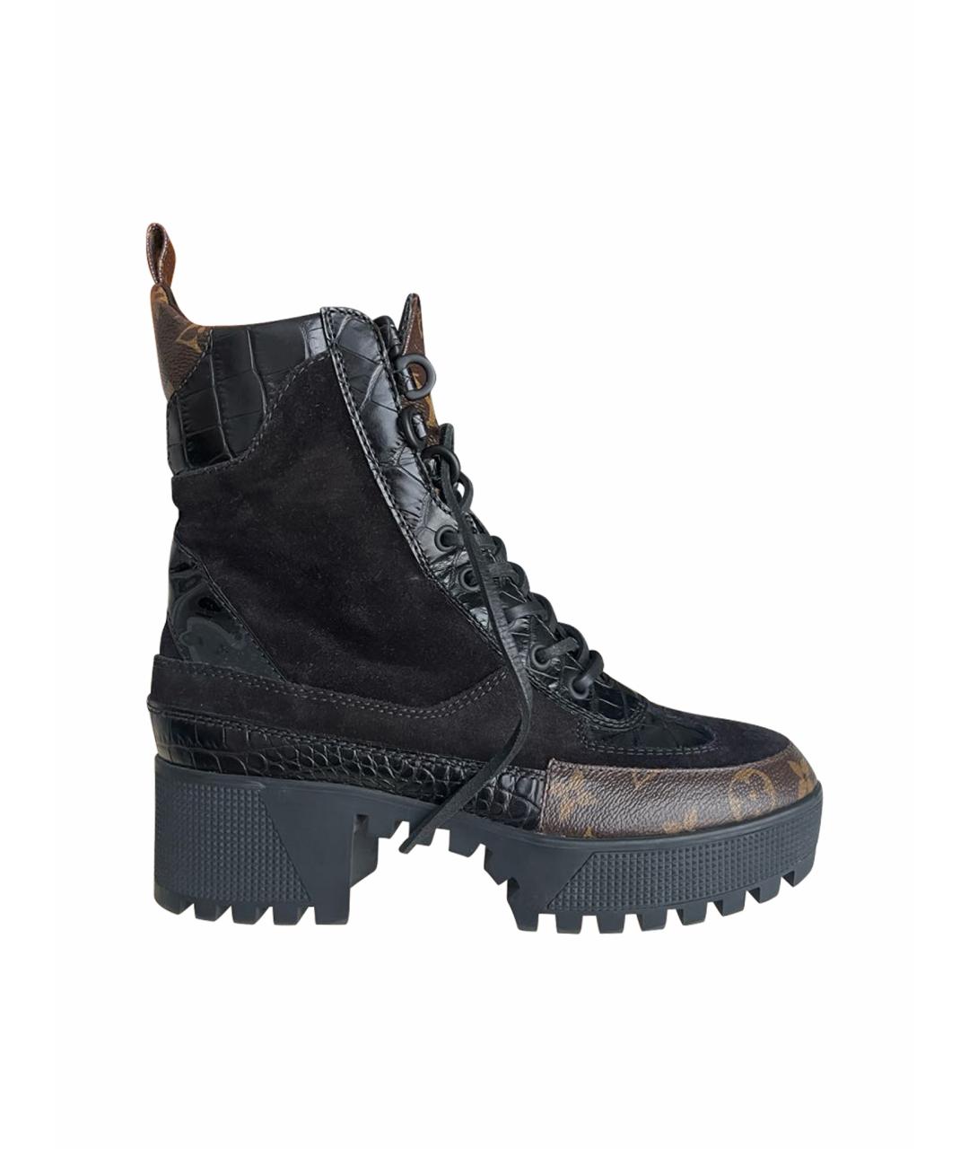 LOUIS VUITTON Черные кожаные ботинки, фото 1