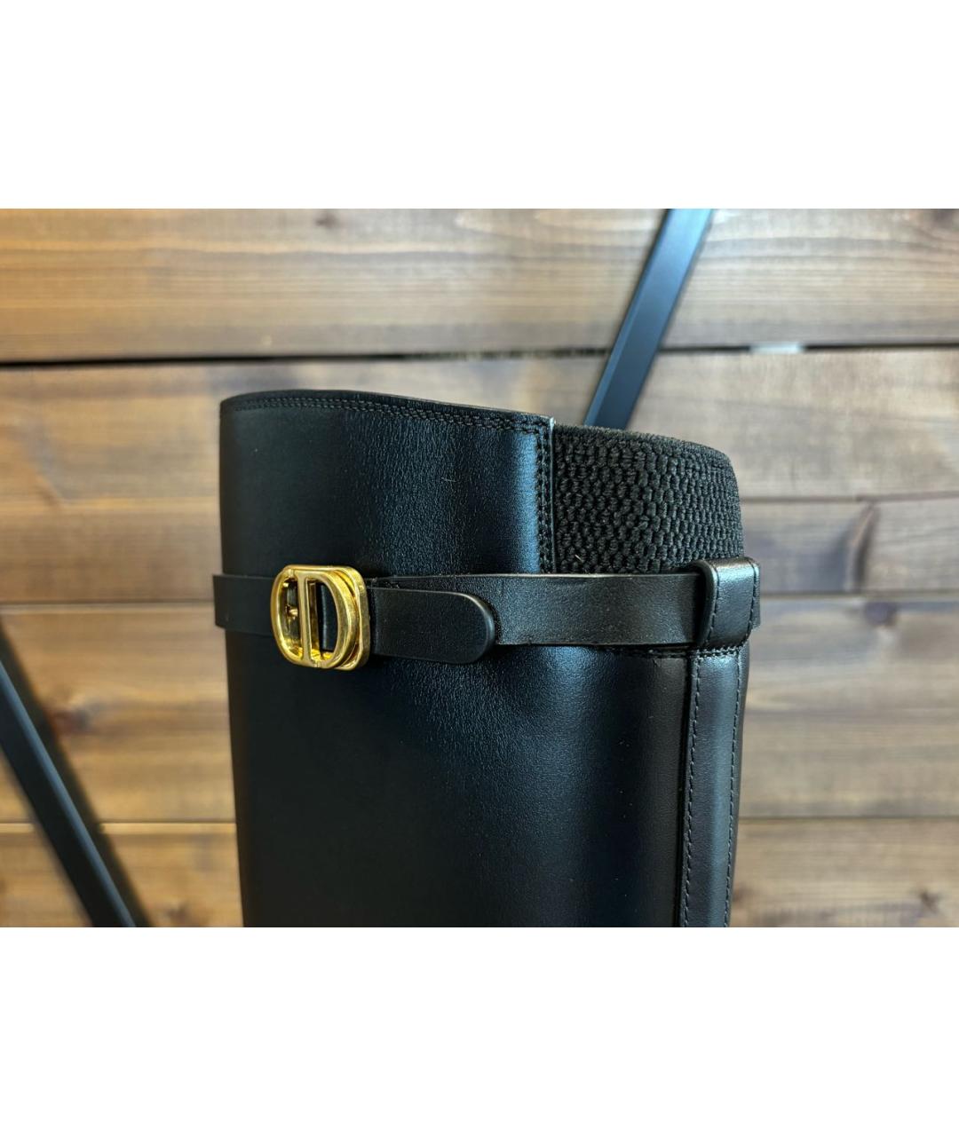 CHRISTIAN DIOR Черные кожаные сапоги, фото 5