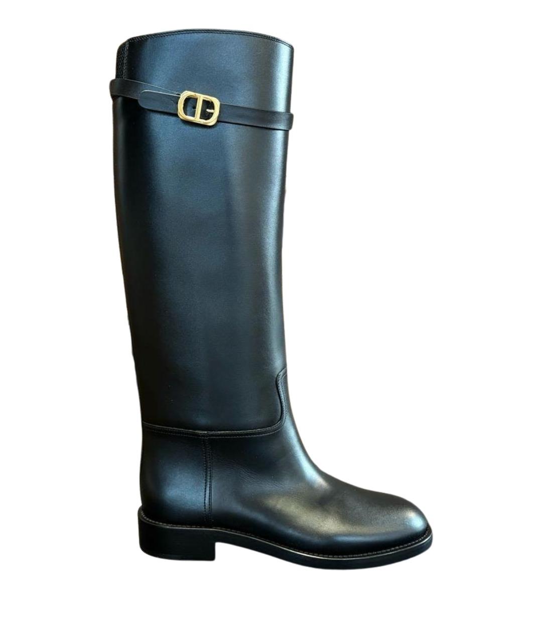 CHRISTIAN DIOR Черные кожаные сапоги, фото 1