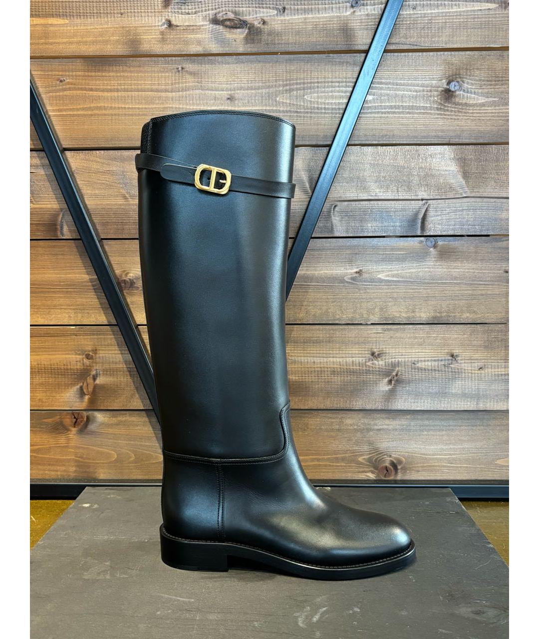 CHRISTIAN DIOR Черные кожаные сапоги, фото 9