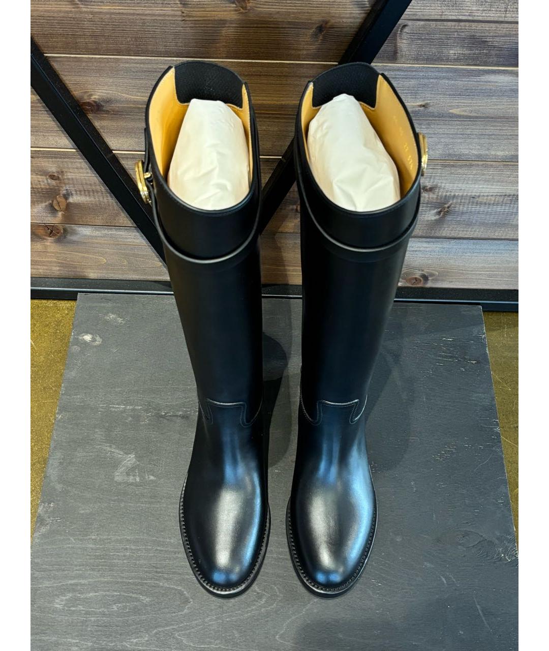 CHRISTIAN DIOR Черные кожаные сапоги, фото 3