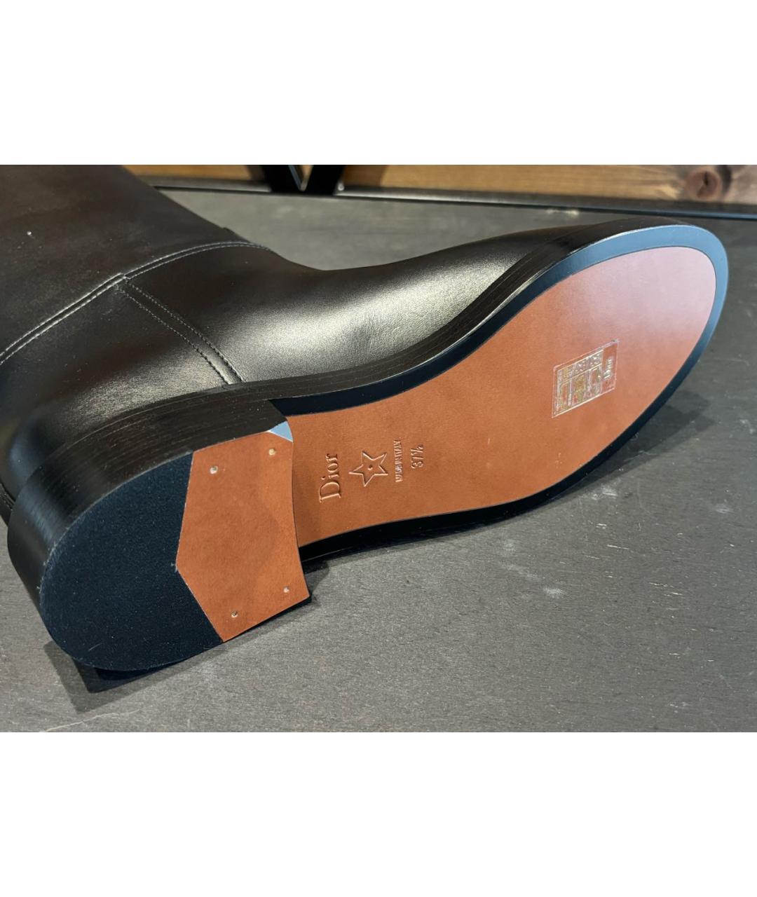 CHRISTIAN DIOR Черные кожаные сапоги, фото 6