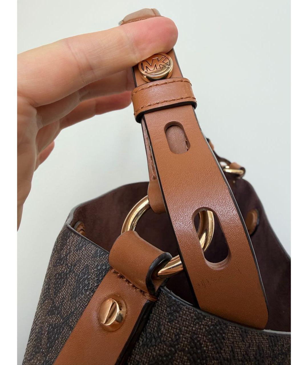 MICHAEL KORS Коричневая сумка с короткими ручками из искусственной кожи, фото 4