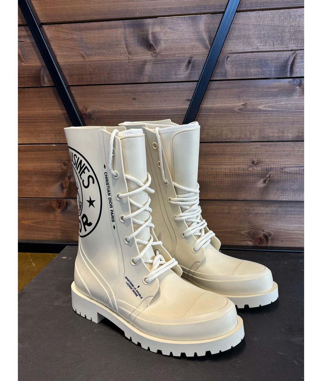 CHRISTIAN DIOR Бежевые резиновые ботинки, фото 2