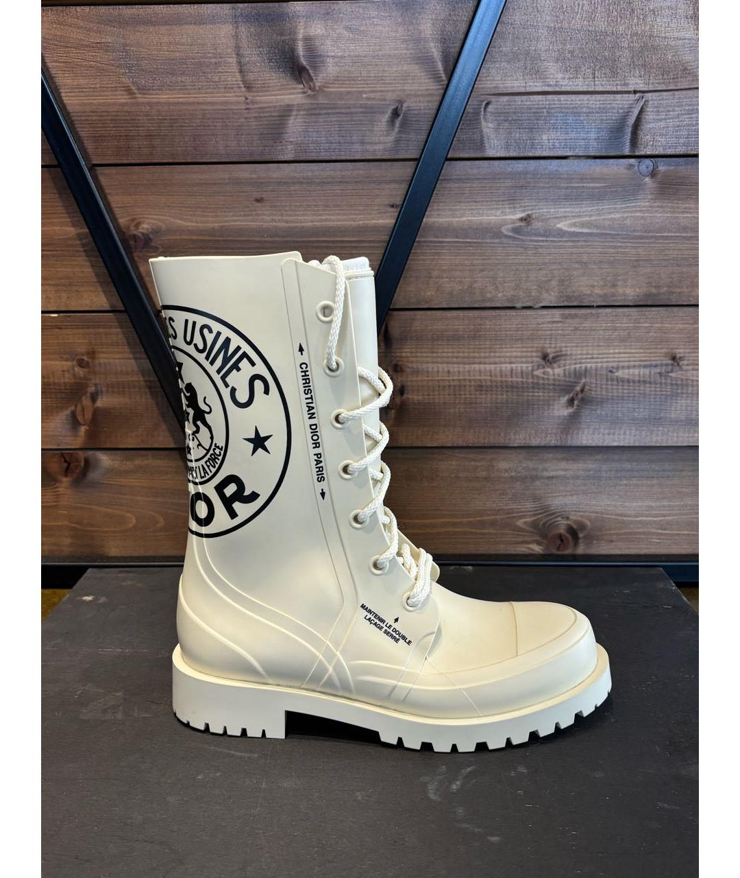 CHRISTIAN DIOR Бежевые резиновые ботинки, фото 6