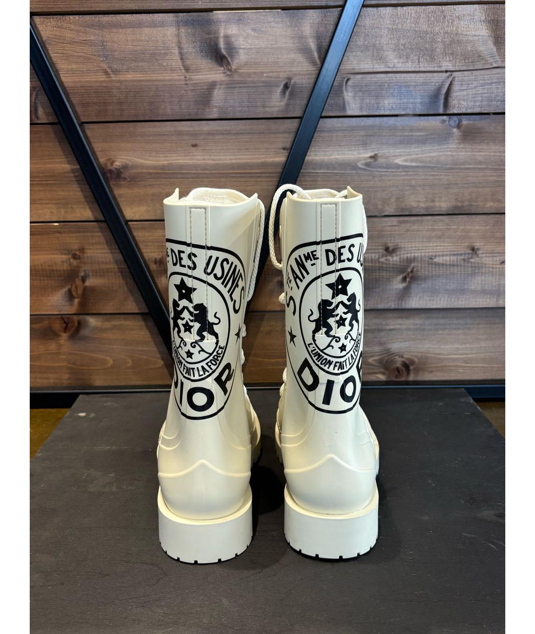 CHRISTIAN DIOR Бежевые резиновые ботинки, фото 4