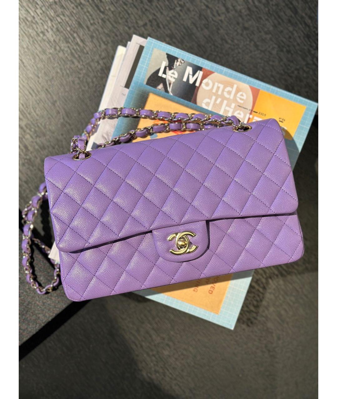 CHANEL Фиолетовая кожаная сумка через плечо, фото 9