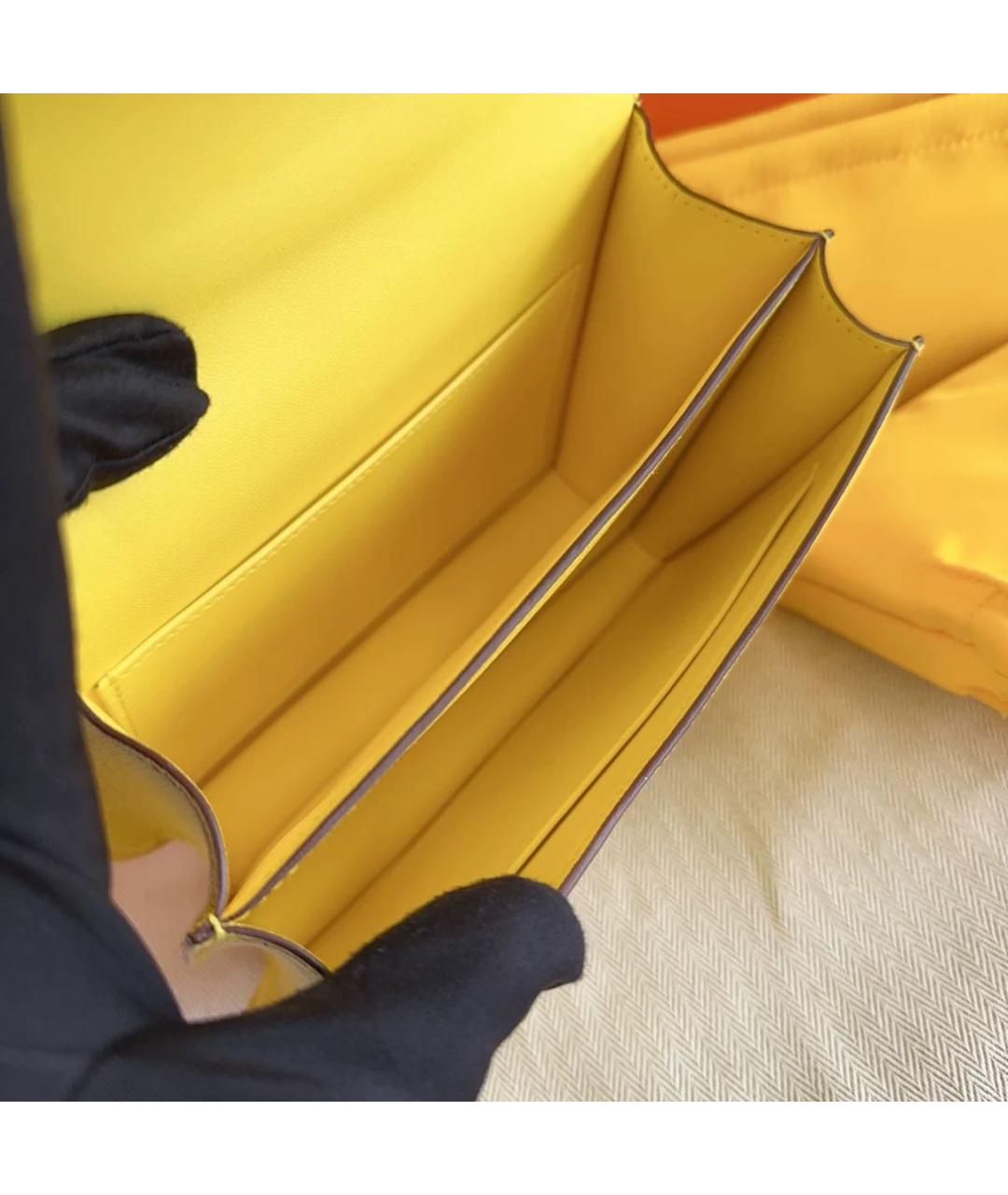HERMES Желтая кожаная сумка через плечо, фото 6
