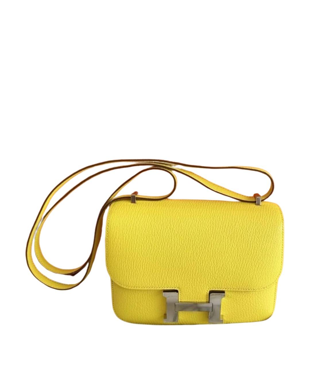 HERMES Желтая кожаная сумка через плечо, фото 1