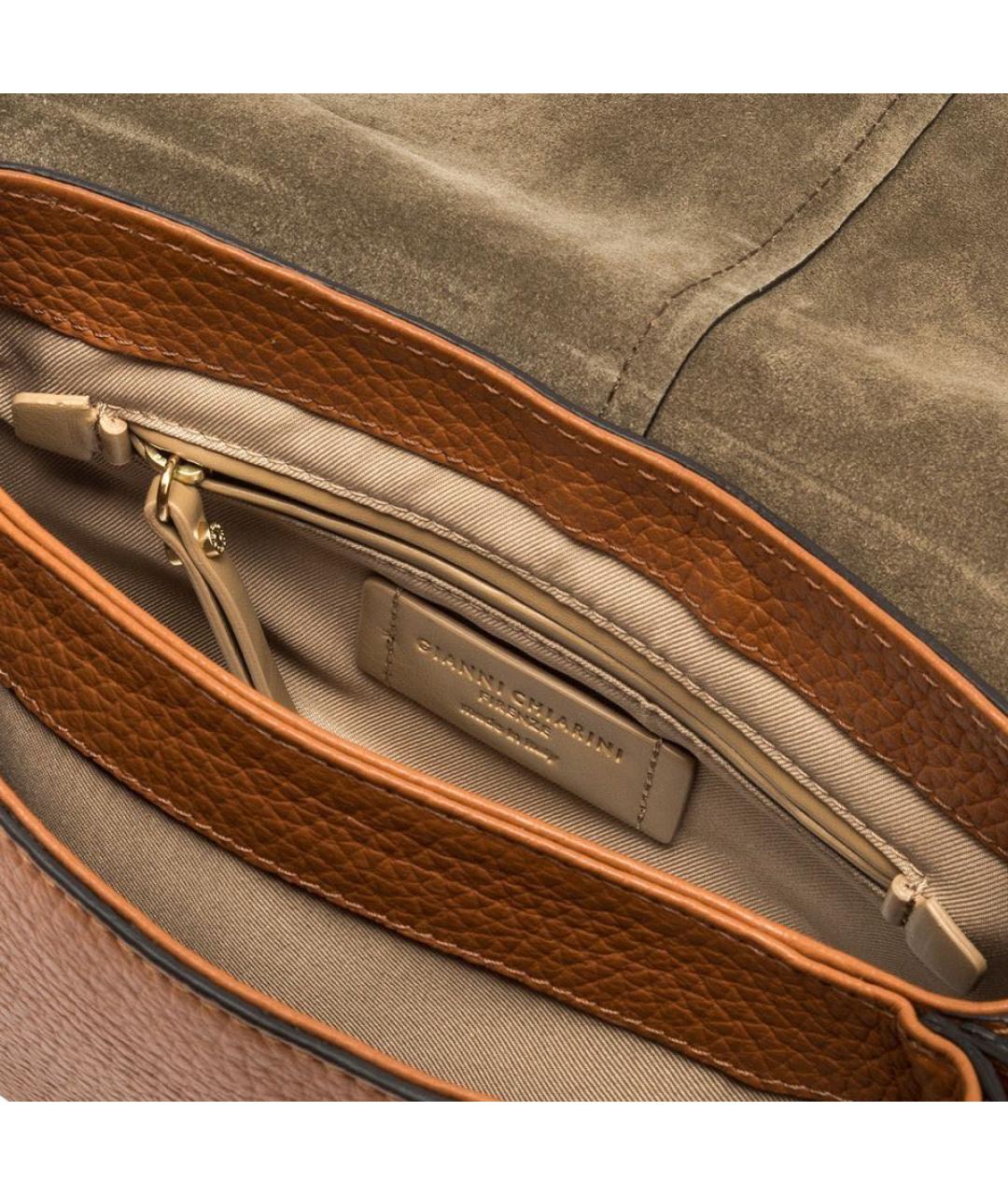 Gianni Chiarini Коричневая кожаная сумка с короткими ручками, фото 4