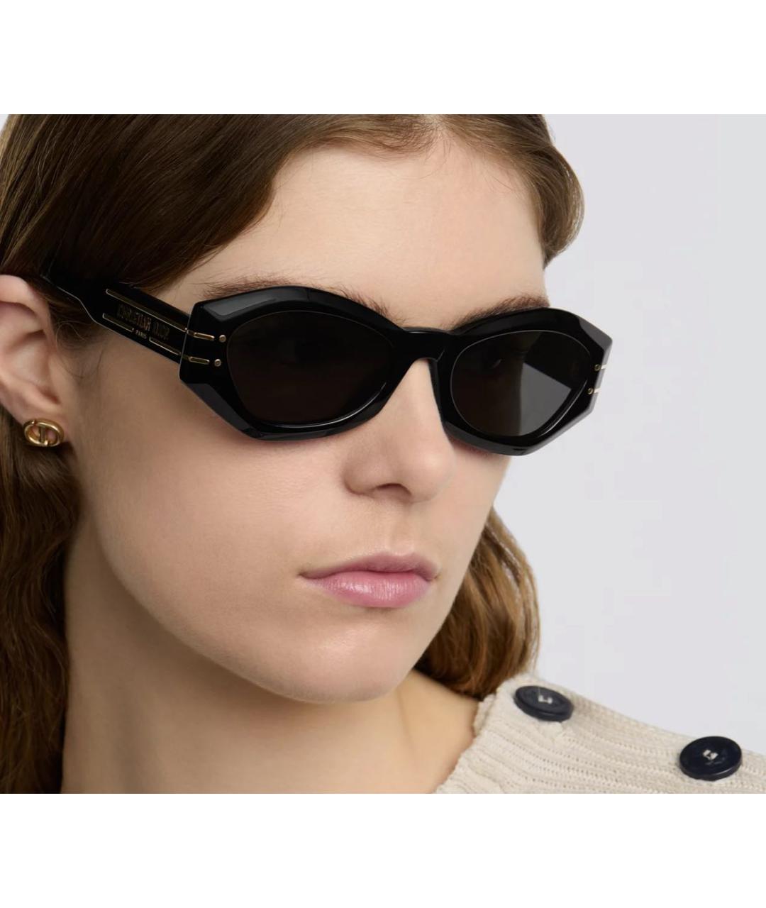 CHRISTIAN DIOR Черные пластиковые солнцезащитные очки, фото 4