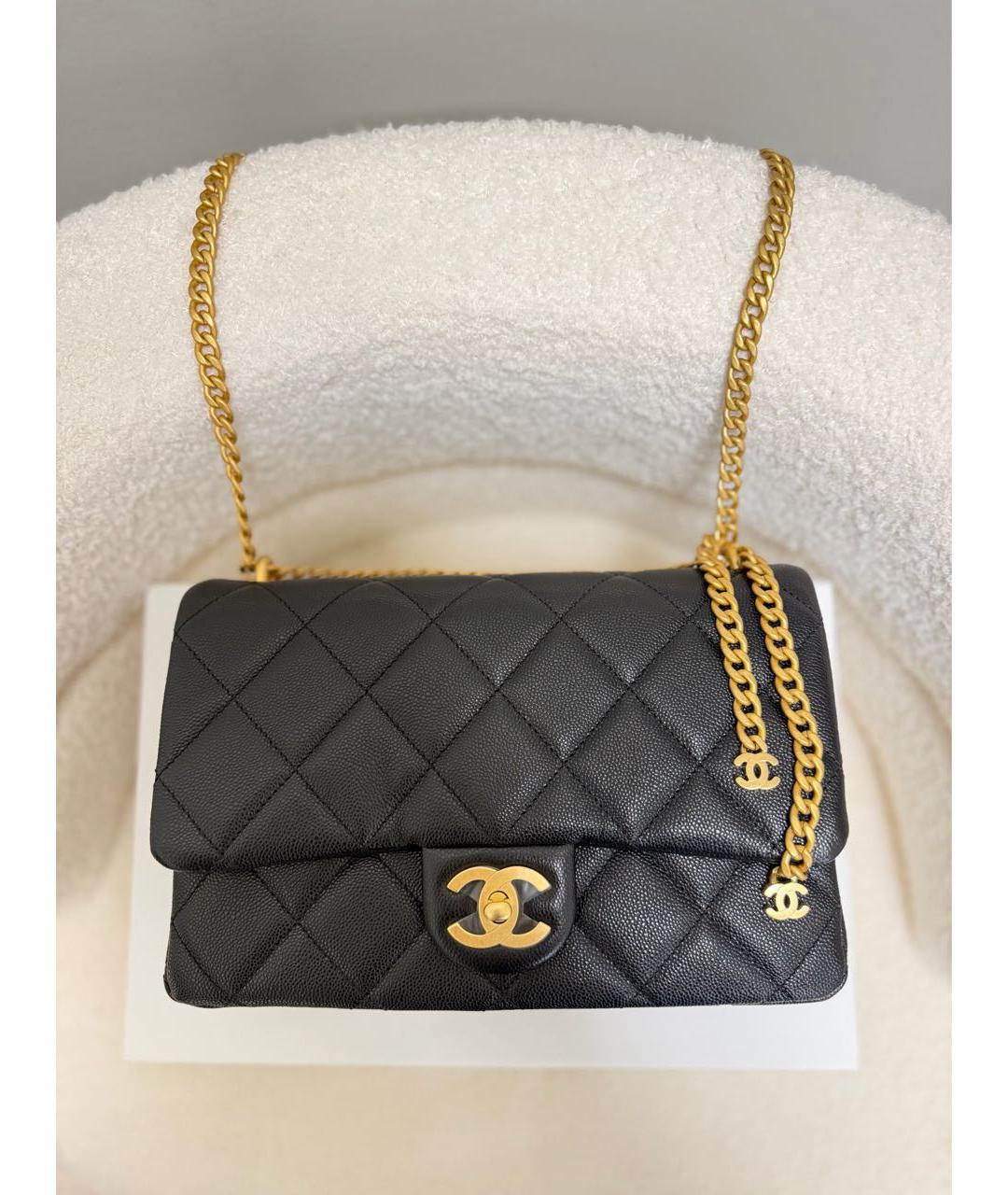 CHANEL Черная кожаная сумка через плечо, фото 9