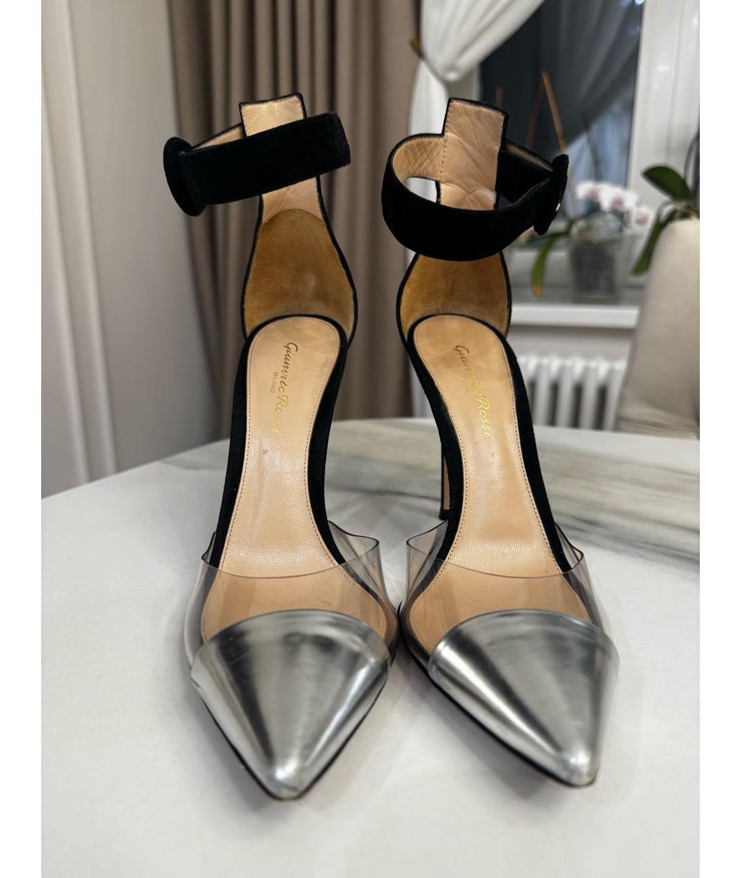 GIANVITO ROSSI Серебряные замшевые туфли, фото 2