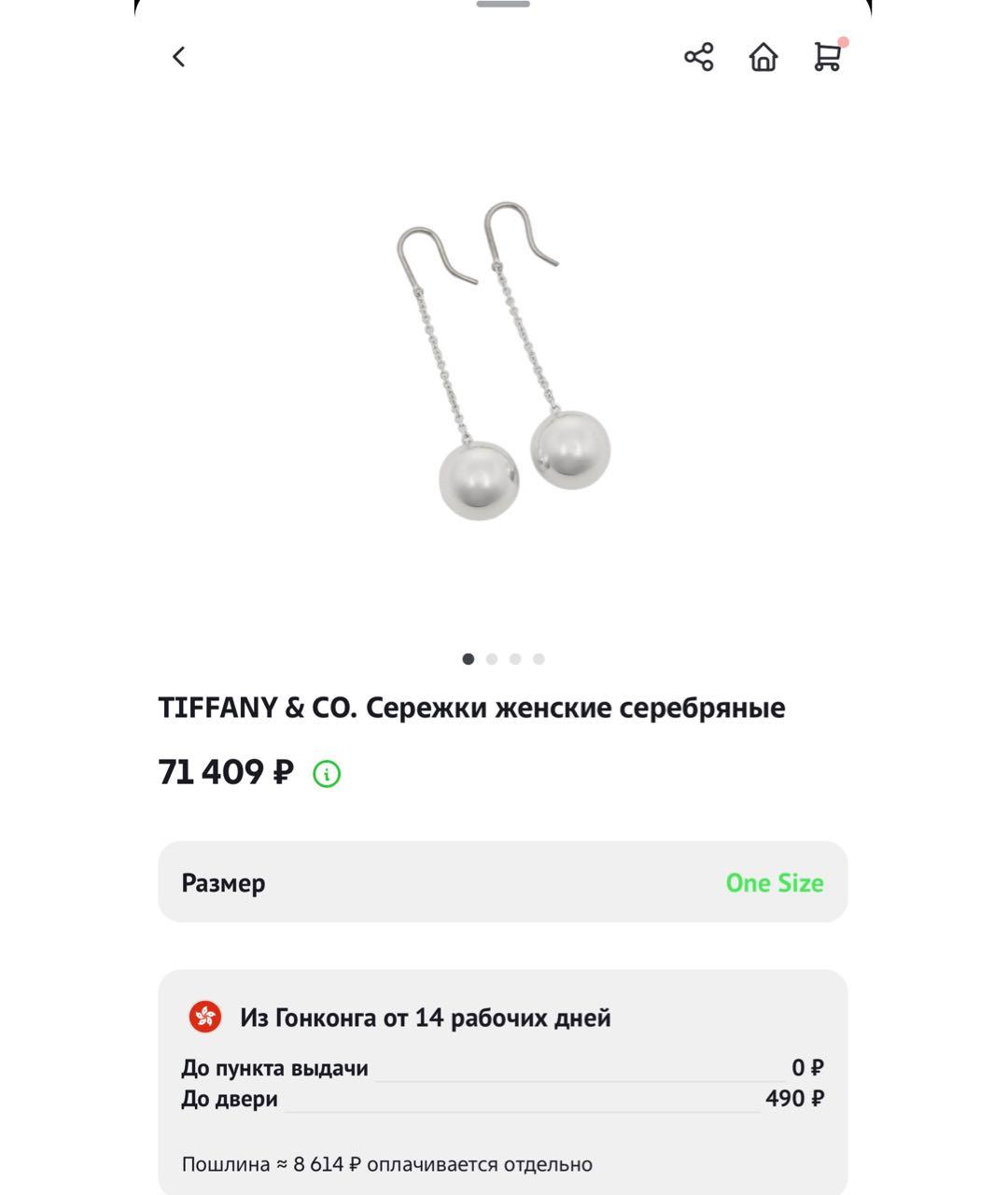 TIFFANY&CO Серебряные серебряные серьги, фото 8