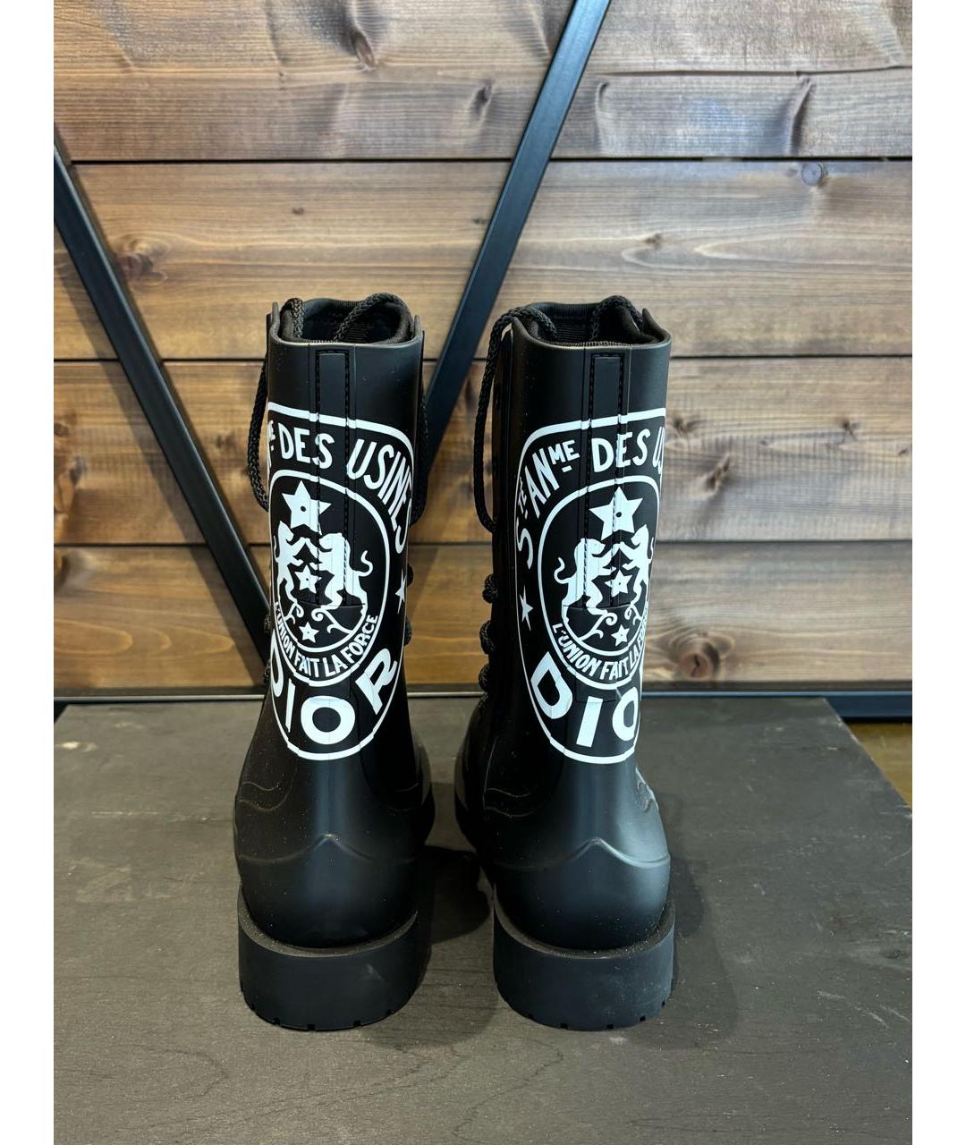 CHRISTIAN DIOR Черные резиновые ботинки, фото 4