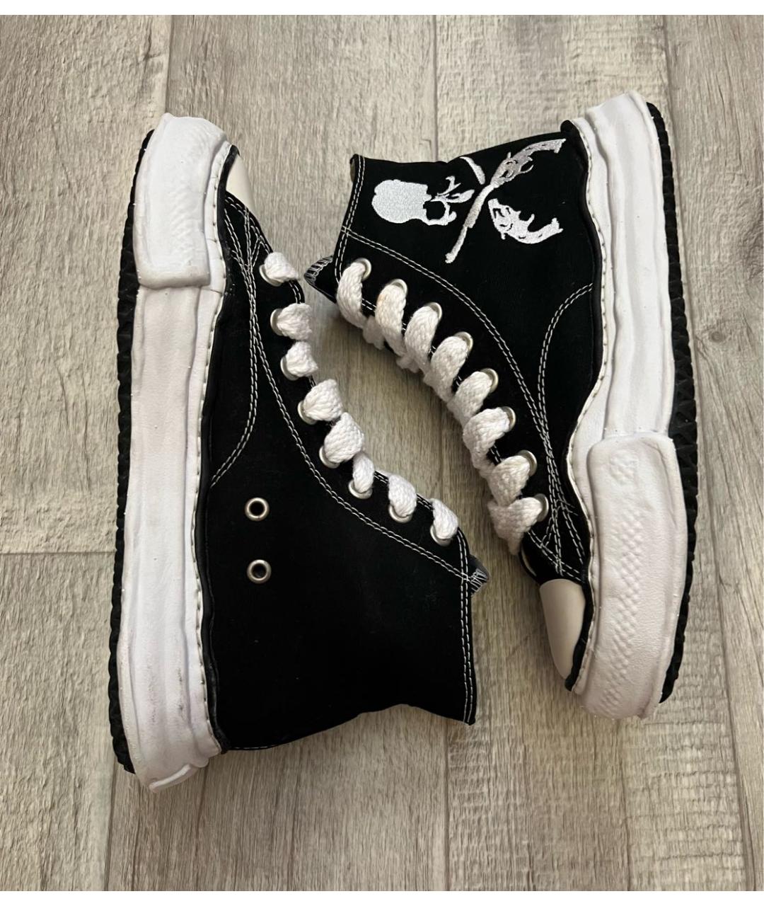 MAISON MIHARA YASUHIRO Черные текстильные высокие кроссовки / кеды, фото 5