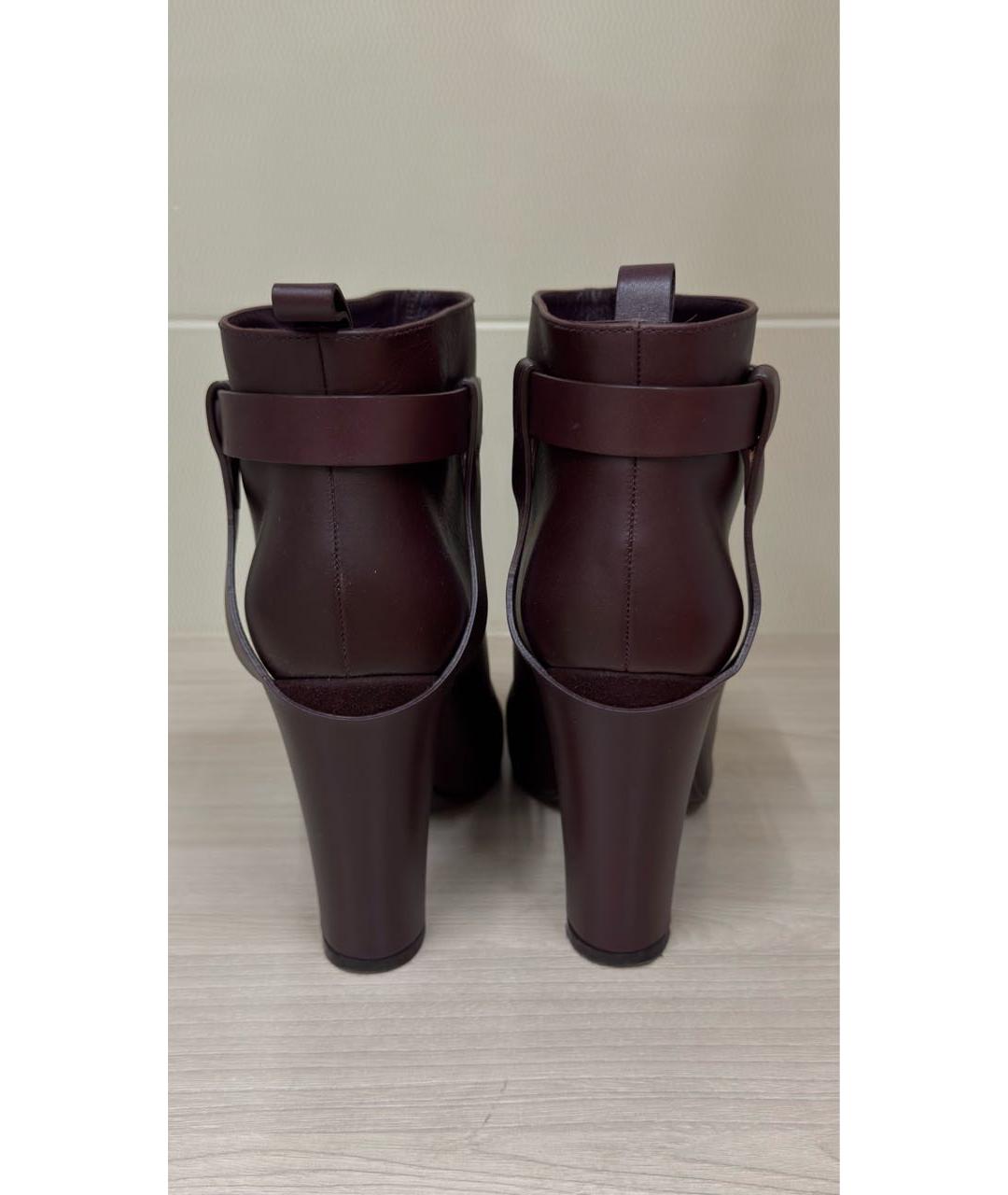 SERGIO ROSSI Бордовые кожаные ботильоны, фото 3