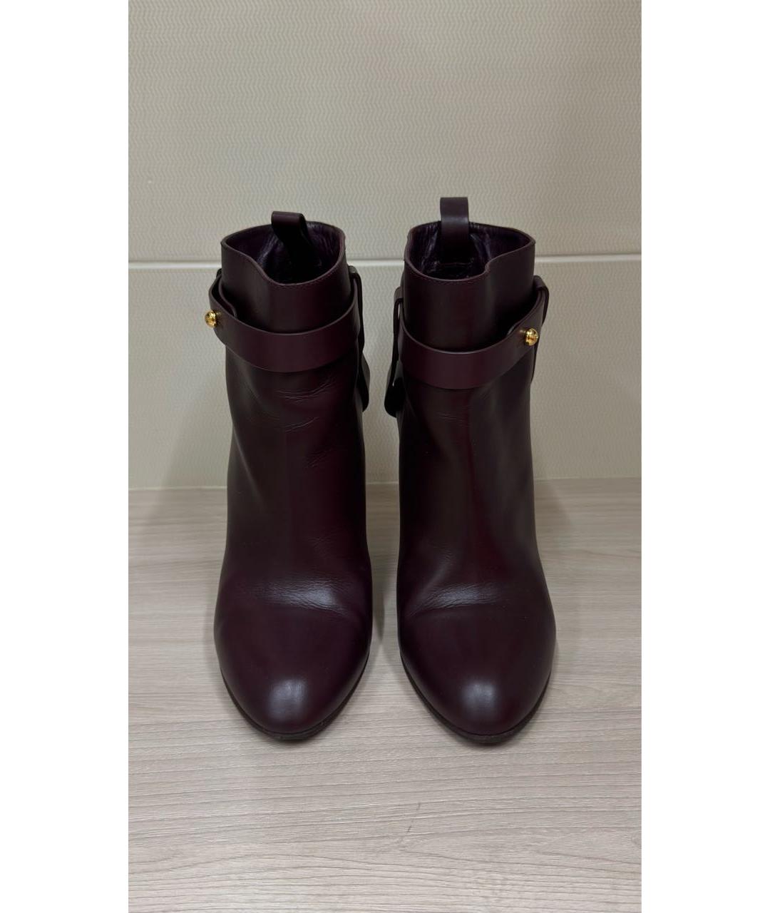 SERGIO ROSSI Бордовые кожаные ботильоны, фото 2