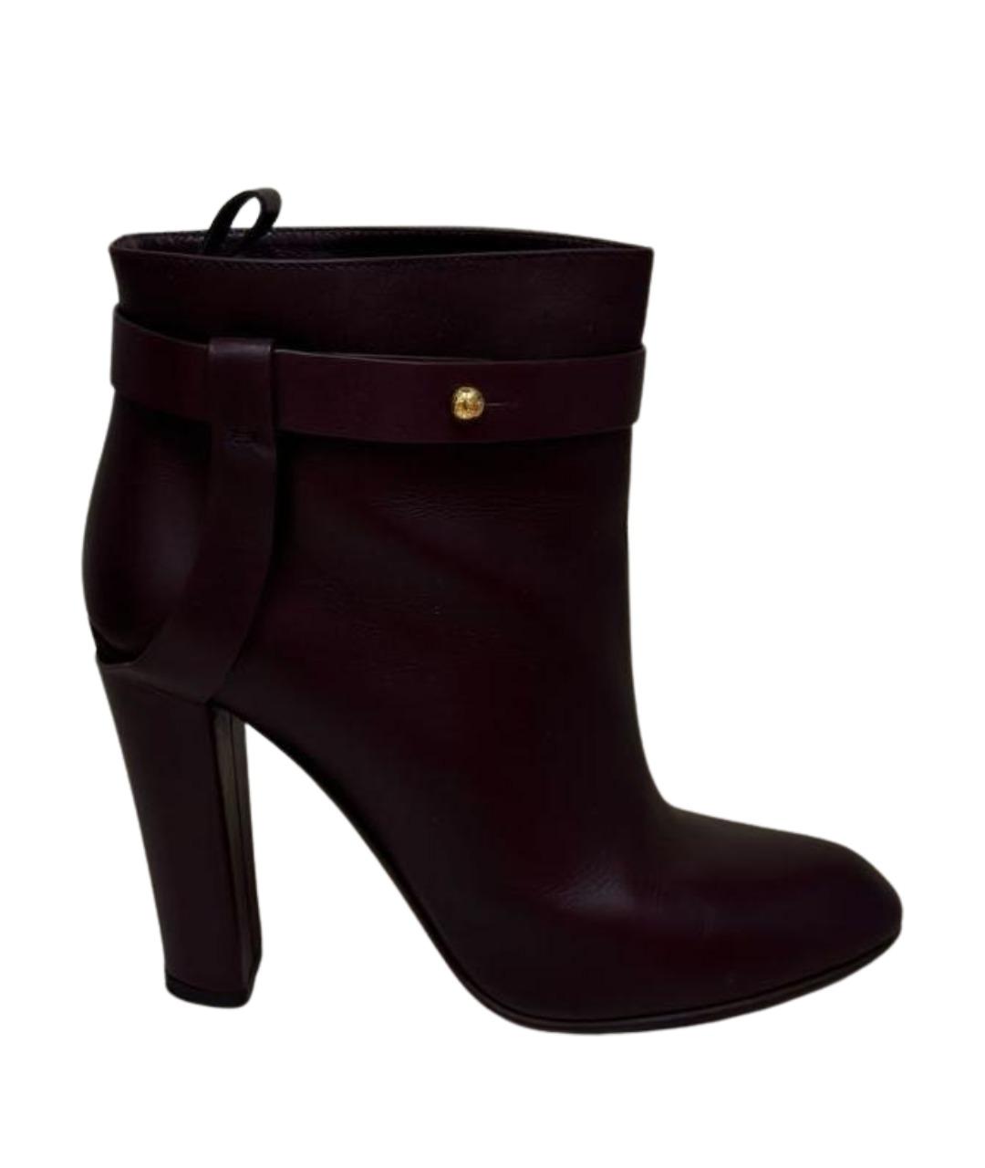 SERGIO ROSSI Бордовые кожаные ботильоны, фото 1