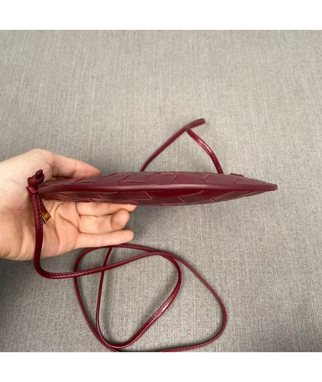 BOTTEGA VENETA Бордовая кожаная сумка через плечо, фото 4