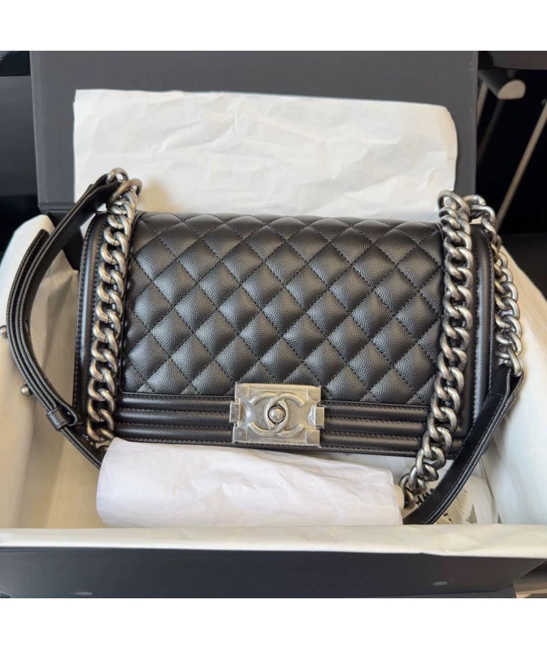 CHANEL Черная кожаная сумка через плечо, фото 9