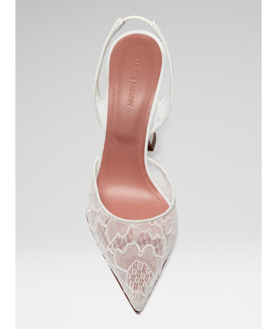 Amina Muaddi Белые текстильные туфли, фото 2