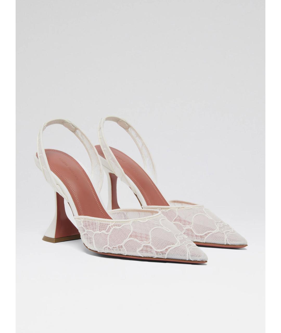Amina Muaddi Белые текстильные туфли, фото 4