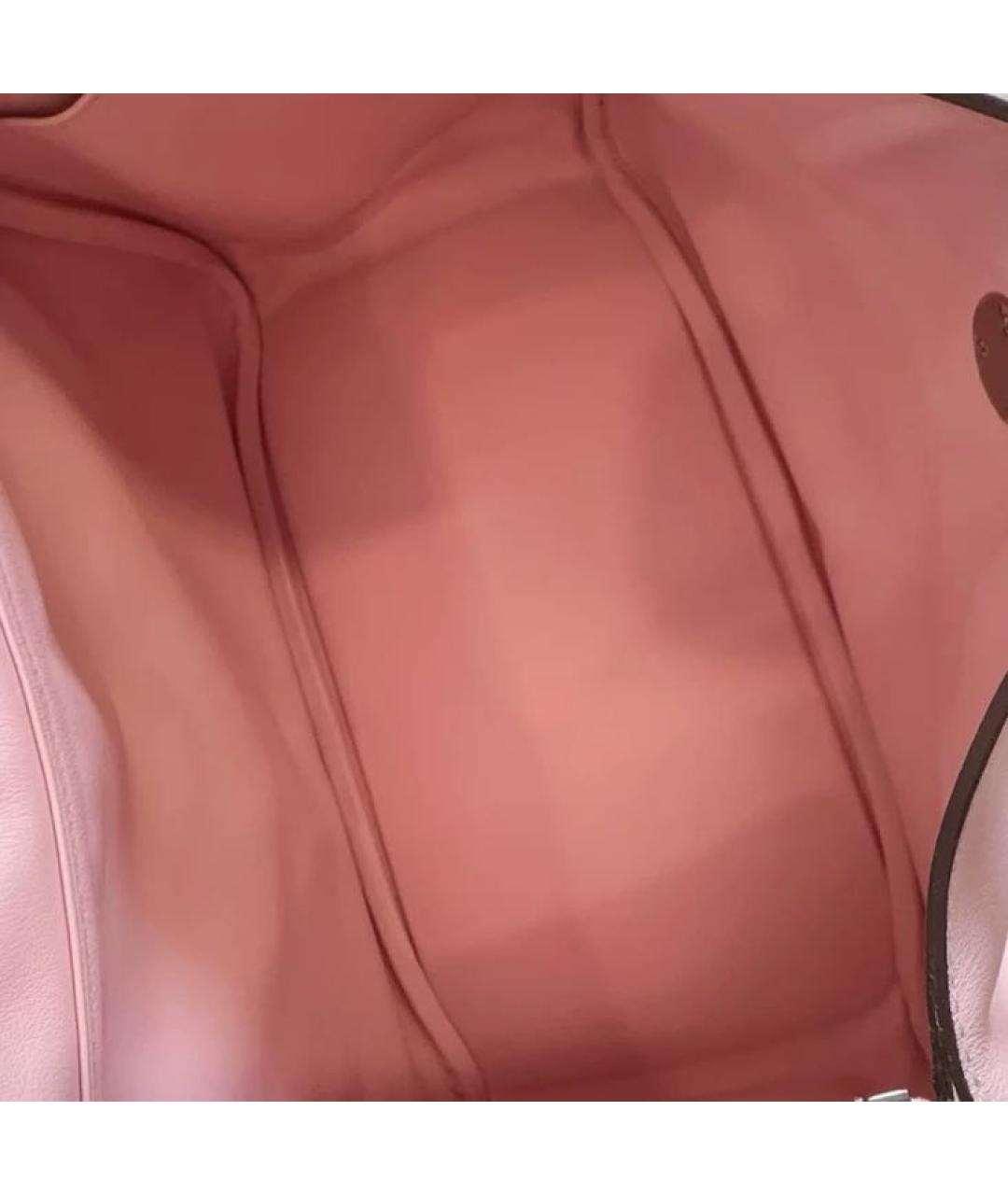 HERMES Коралловая кожаная сумка с короткими ручками, фото 7