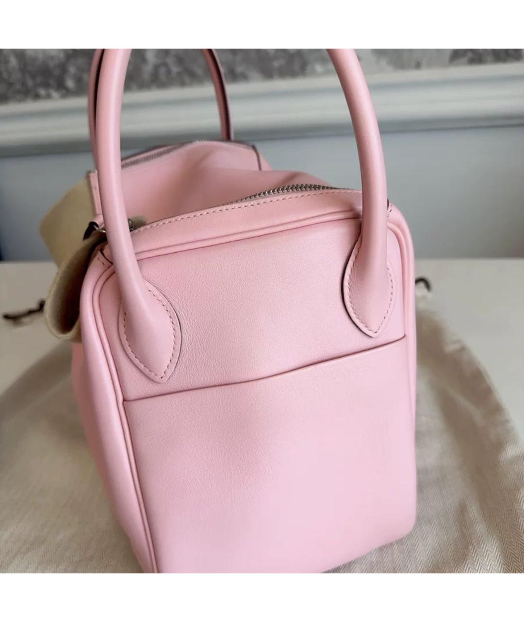 HERMES Коралловая кожаная сумка с короткими ручками, фото 2