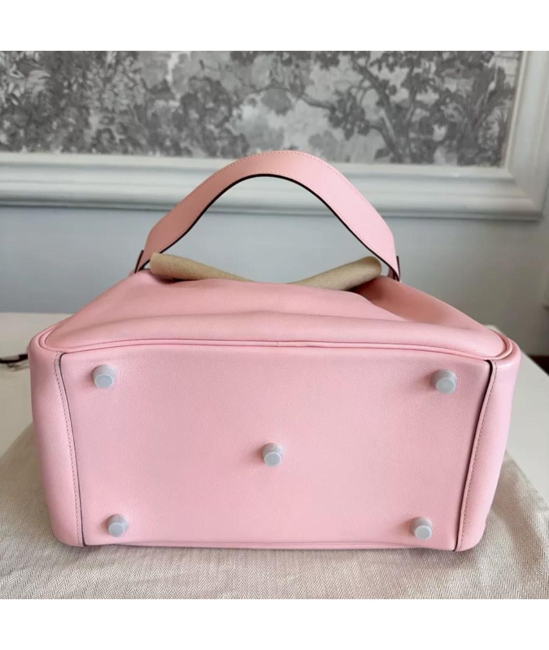 HERMES Коралловая кожаная сумка с короткими ручками, фото 6