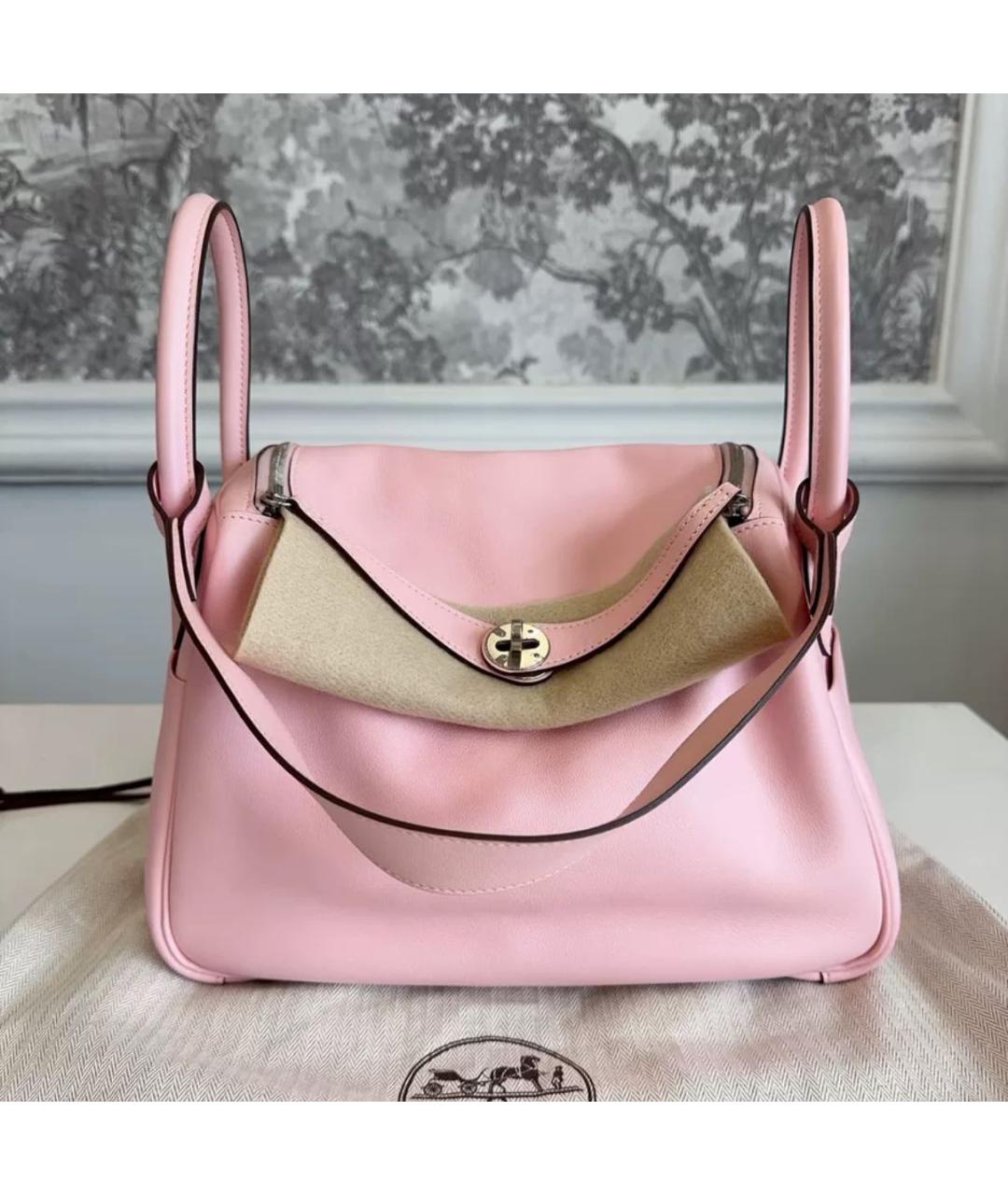 HERMES Коралловая кожаная сумка с короткими ручками, фото 9