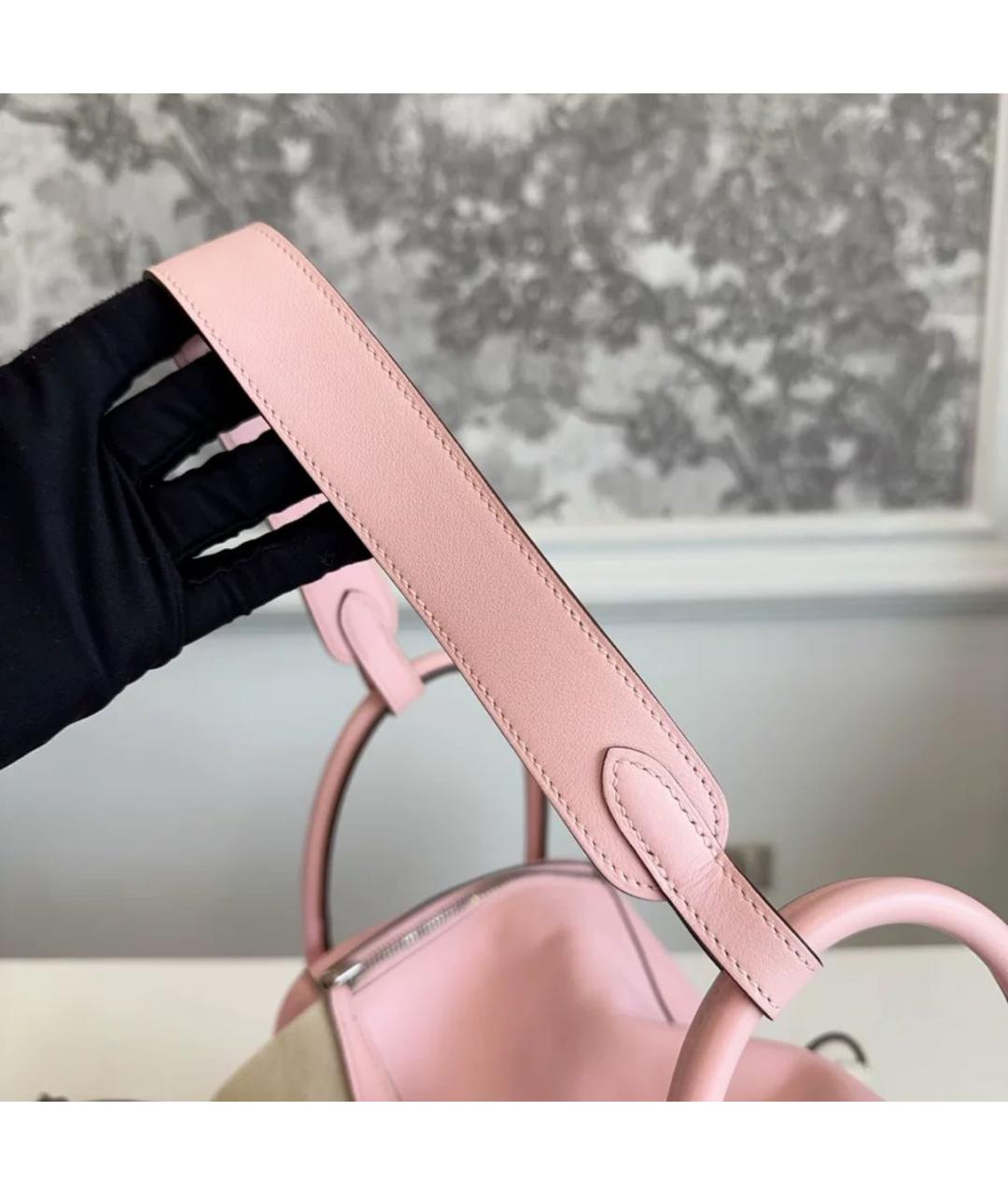 HERMES Коралловая кожаная сумка с короткими ручками, фото 4