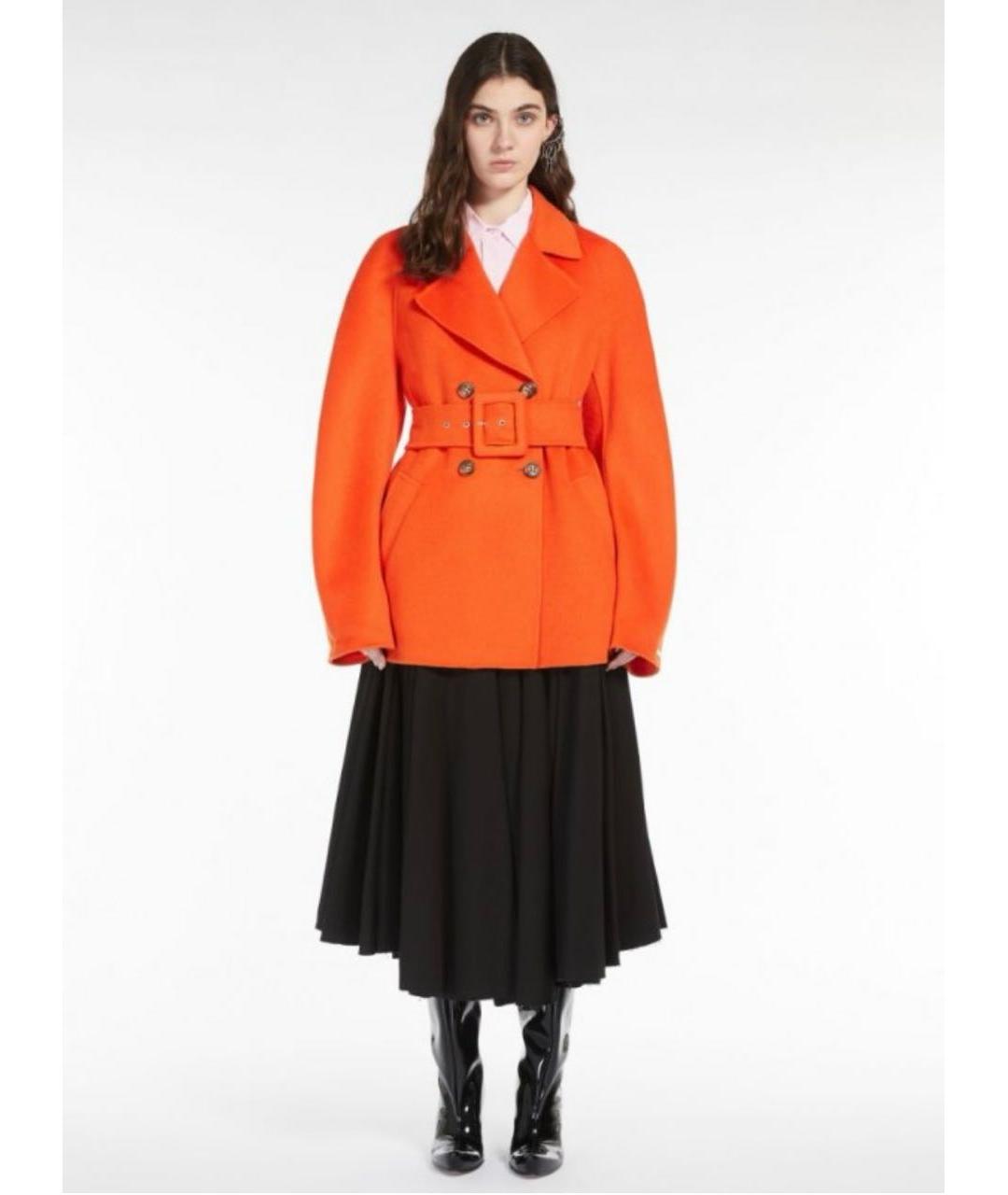 SPORTMAX Оранжевое шерстяное пальто, фото 7