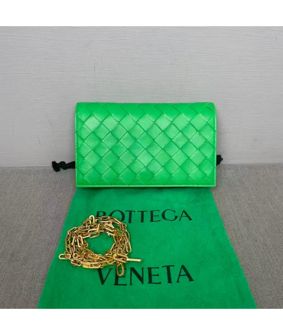 BOTTEGA VENETA Зеленая кожаная сумка через плечо, фото 2