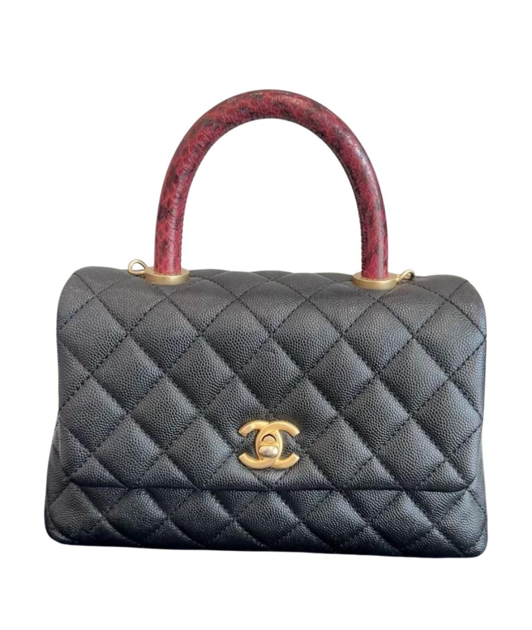 CHANEL Черная кожаная сумка с короткими ручками, фото 1