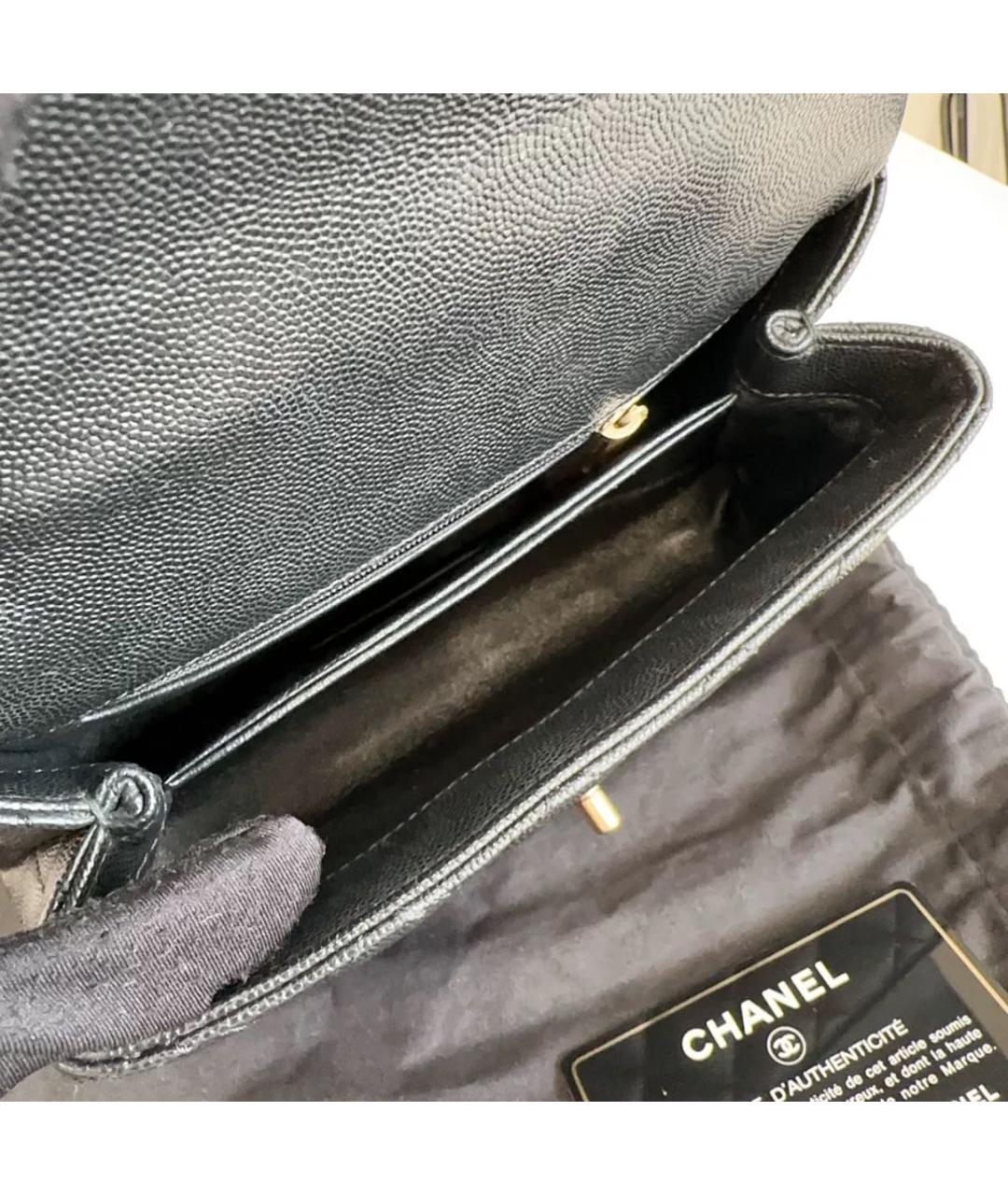 CHANEL Черная кожаная сумка с короткими ручками, фото 8