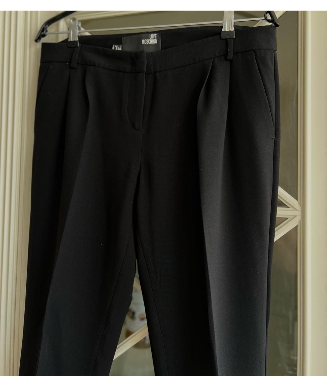 LOVE MOSCHINO Черные вискозные брюки узкие, фото 3