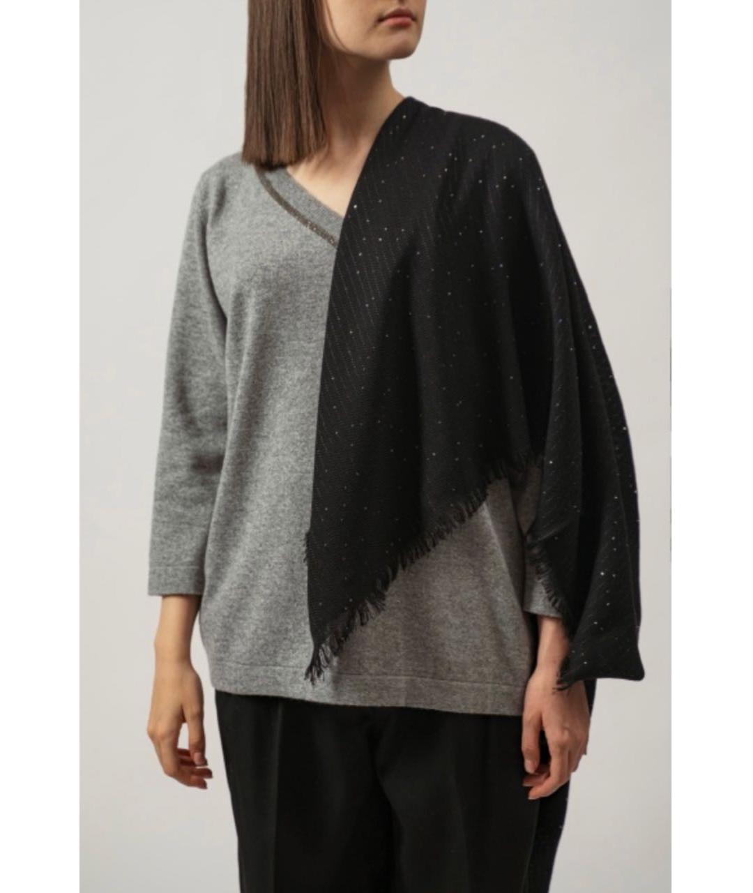 FABIANA FILIPPI Черный шерстяной шарф, фото 2