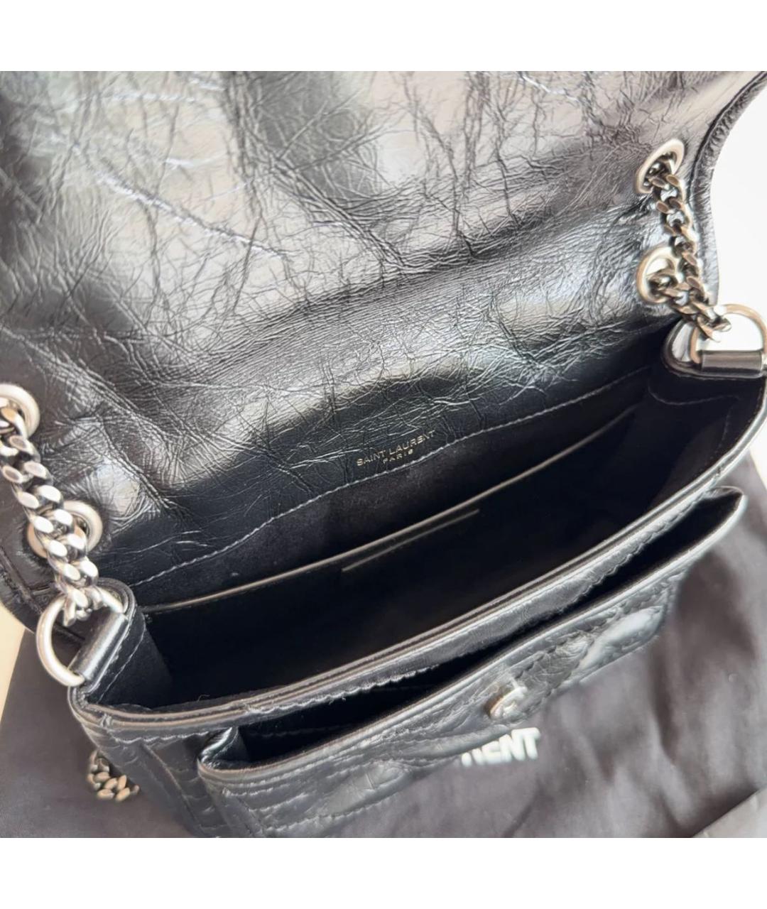 SAINT LAURENT Черная кожаная сумка через плечо, фото 8