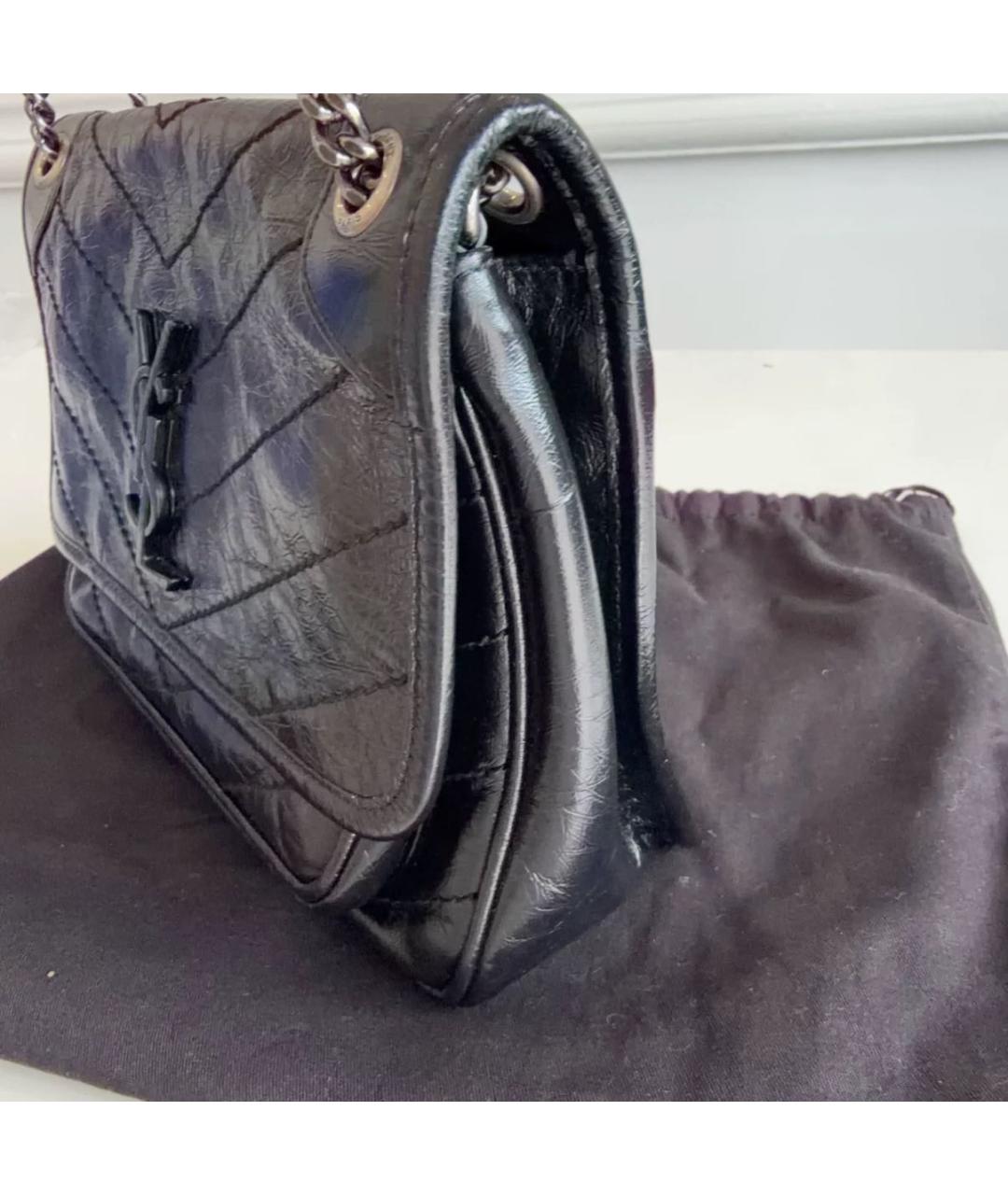 SAINT LAURENT Черная кожаная сумка через плечо, фото 4