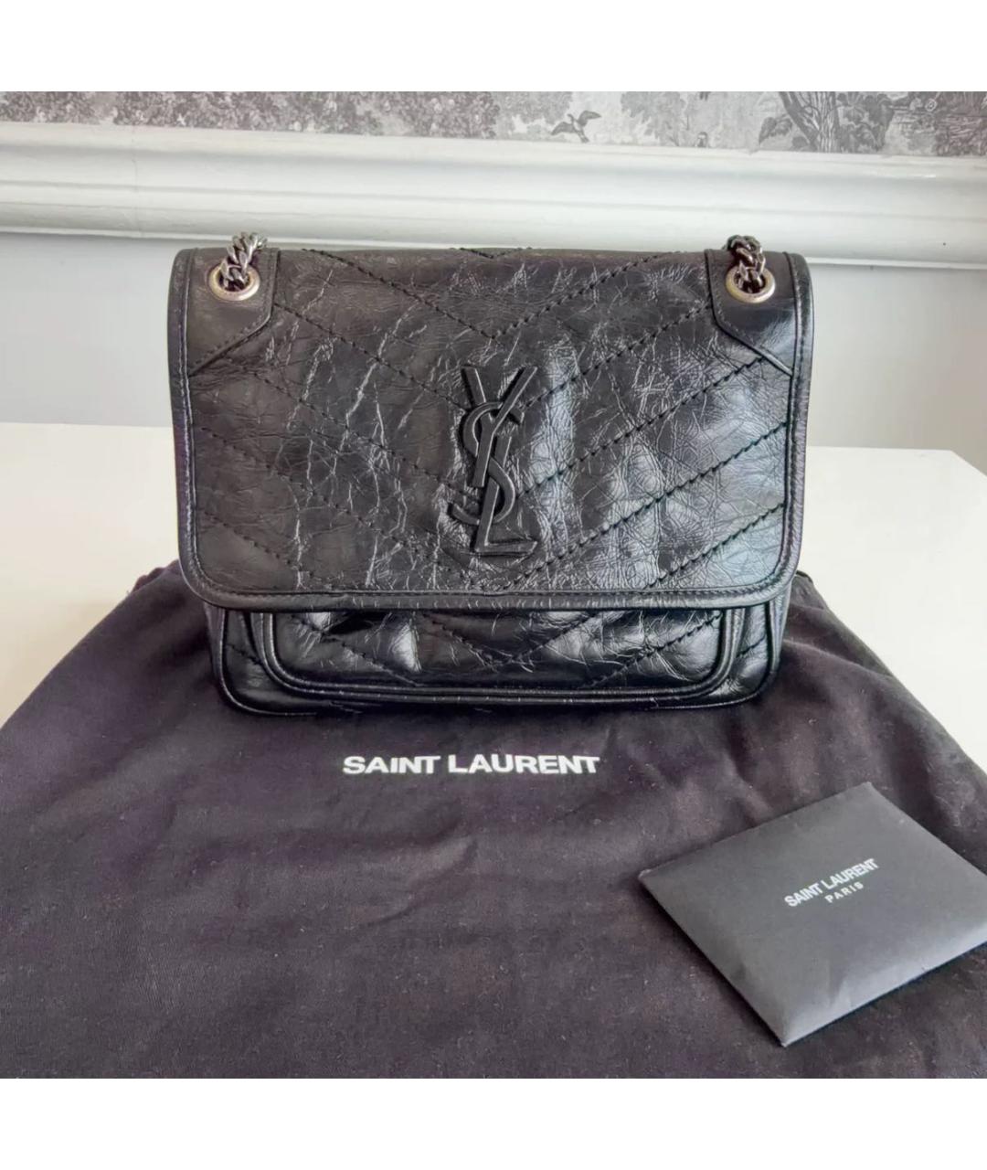 SAINT LAURENT Черная кожаная сумка через плечо, фото 9