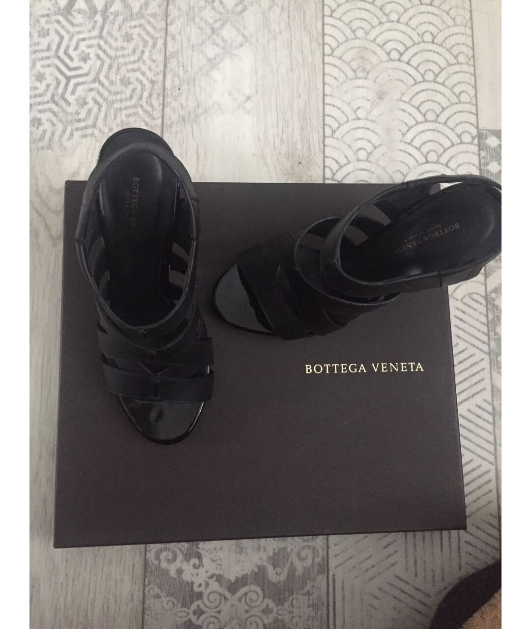 BOTTEGA VENETA Черные кожаные босоножки, фото 5