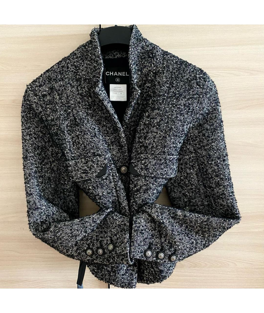 CHANEL Серый твидовый жакет/пиджак, фото 3