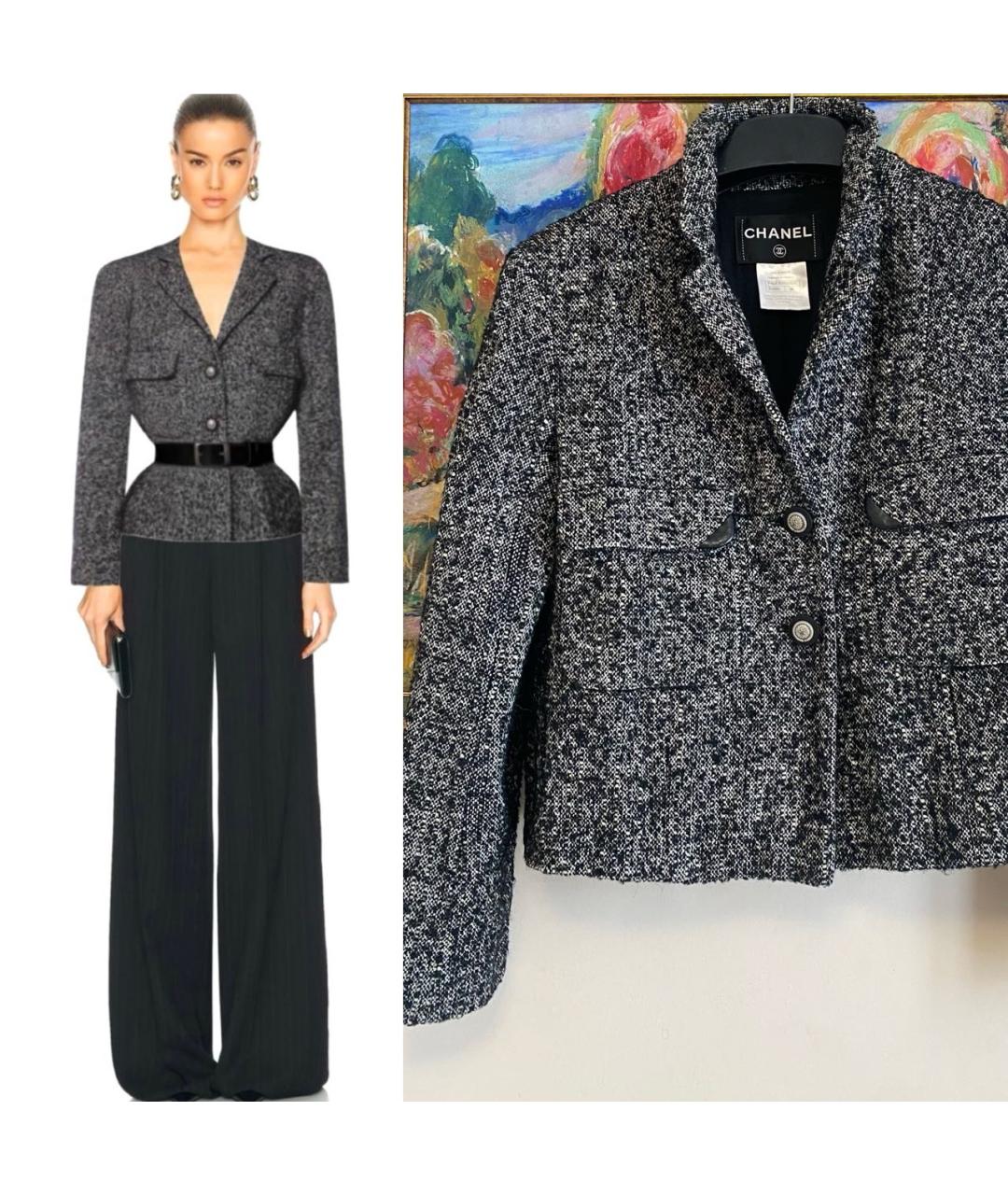 CHANEL Серый твидовый жакет/пиджак, фото 4