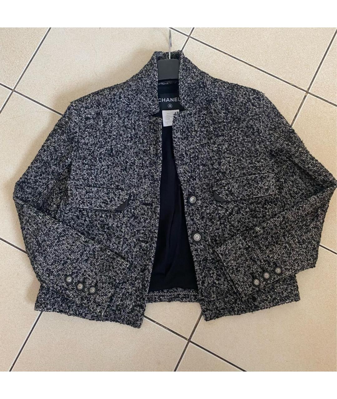 CHANEL Серый твидовый жакет/пиджак, фото 2