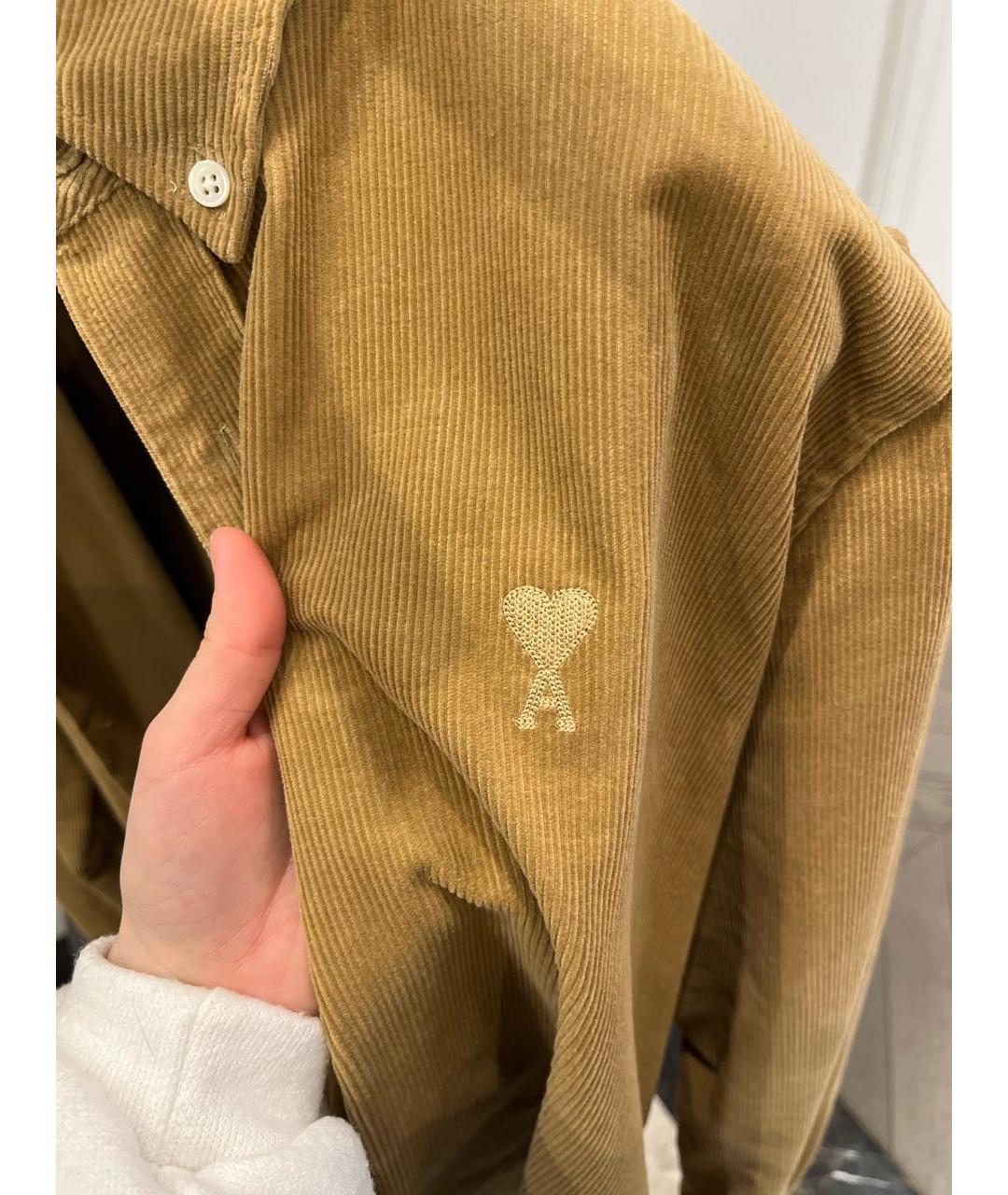 Ami Paris Горчичная хлопковая кэжуал рубашка, фото 3