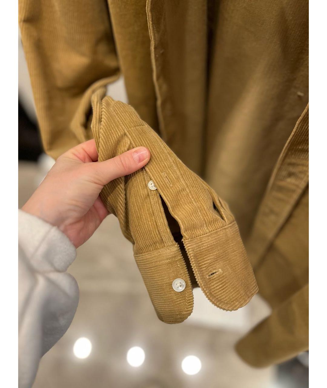 Ami Paris Горчичная хлопковая кэжуал рубашка, фото 4