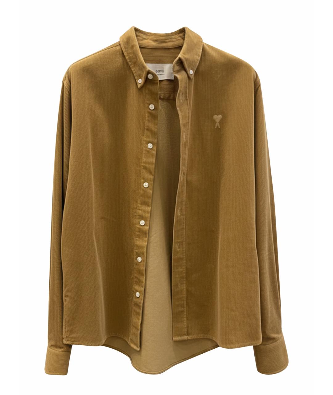 Ami Paris Горчичная хлопковая кэжуал рубашка, фото 1