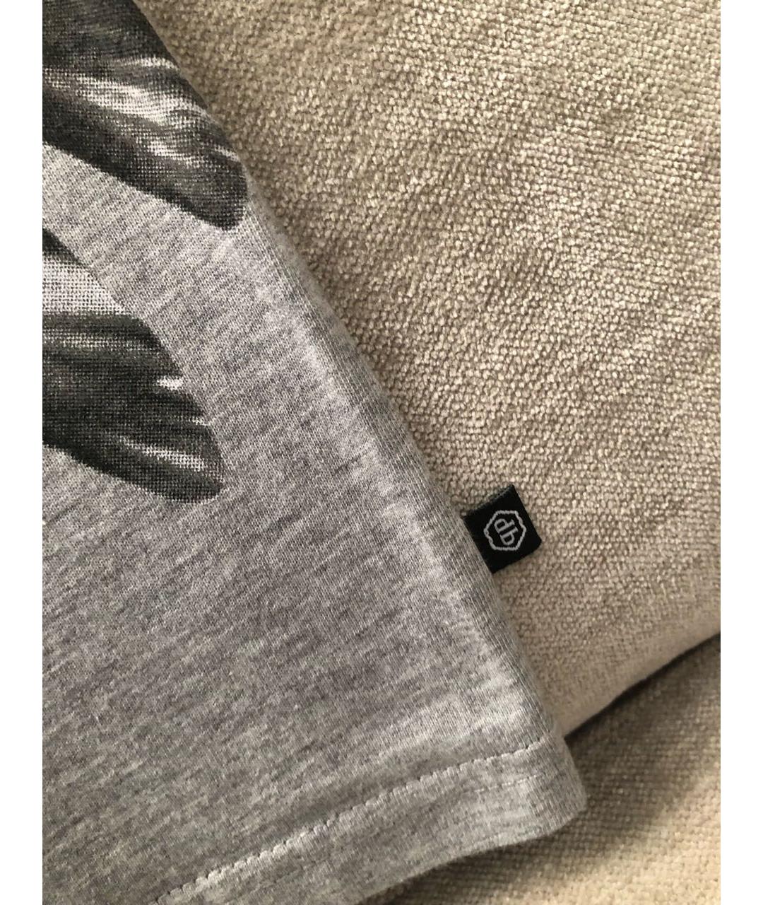 PHILIPP PLEIN Серая хлопковая футболка, фото 4